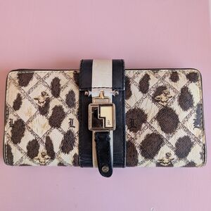 L.A.M.B Vintage Cheetah Print Leather And Coated Canvas Wallet